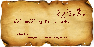 Örmény Krisztofer névjegykártya